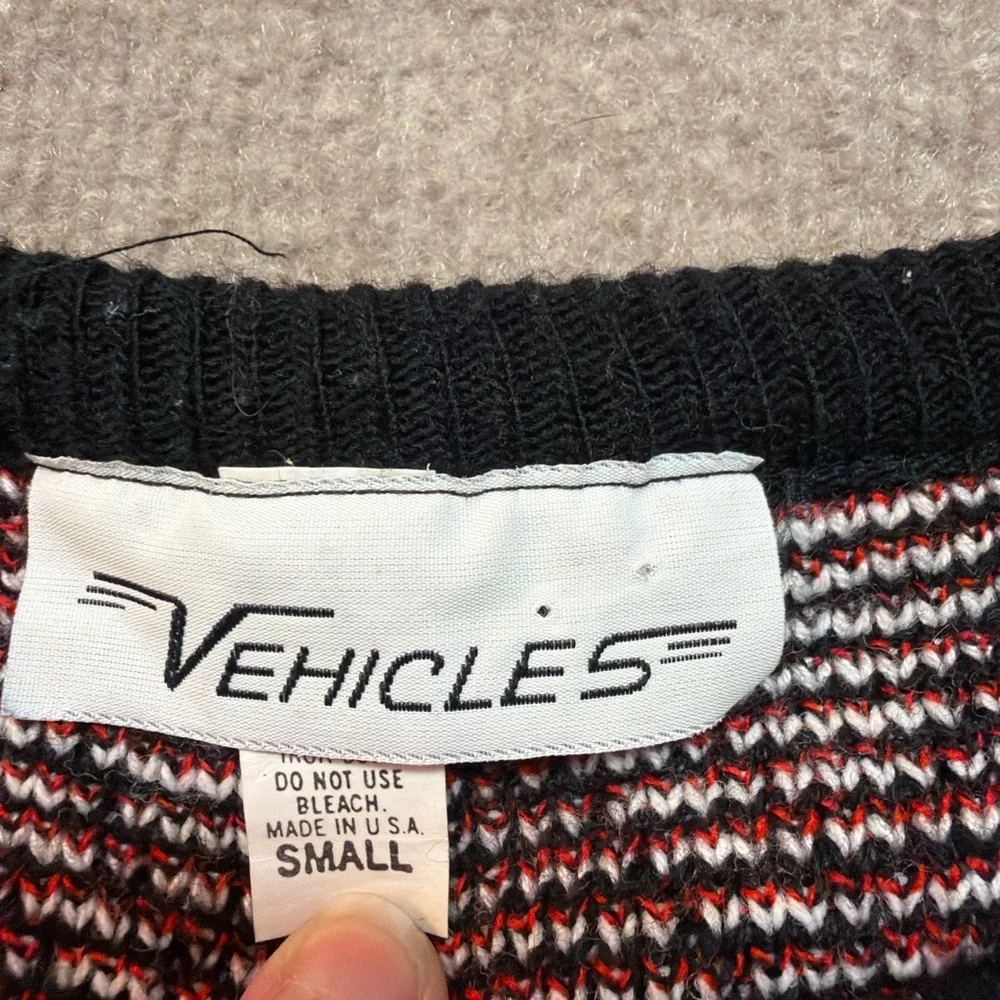 Red and Black Diamond Pattern Sweater 306